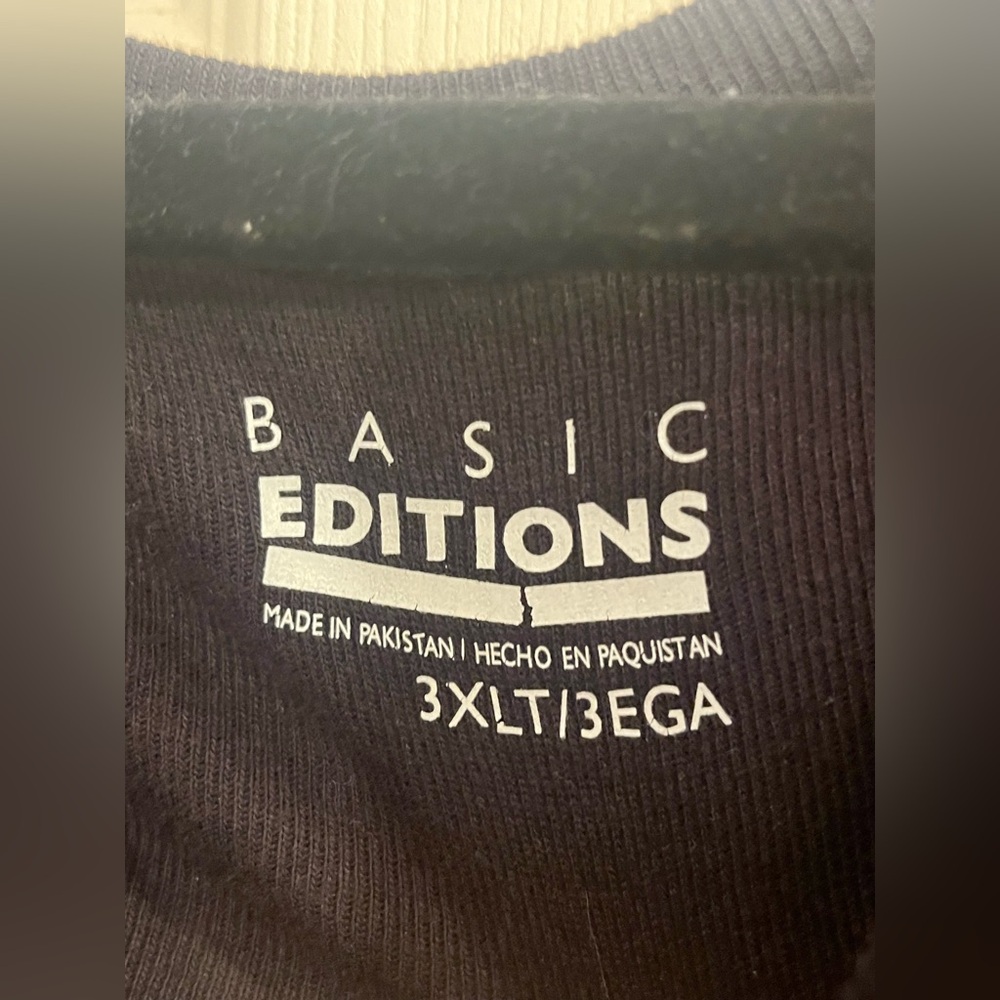 3XL Big and Tall Basic Editions Black Ribbed Knit Top - Picture 3 of 5